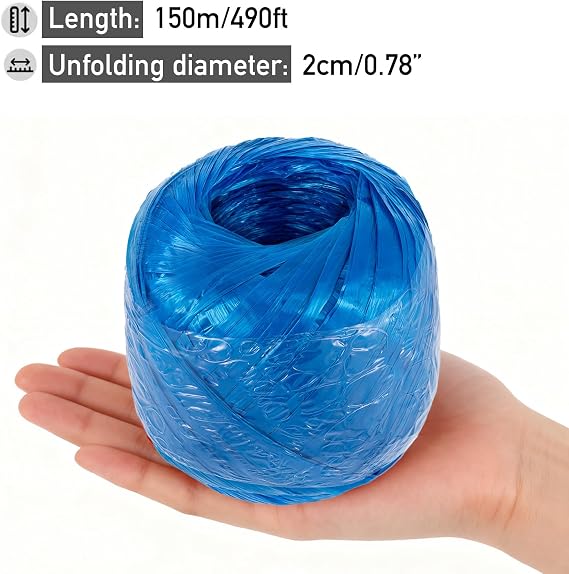 980 Feet Long Bundled Polyester Nylon Plastic Rope Twine,Polypropylene Twine for Household Gardening, Agricultural Packing, Tying, Binding, and Home Craft (Blue-490Feet/Roll)