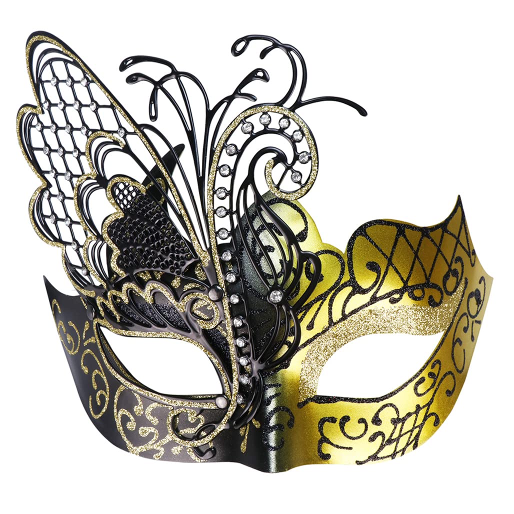 Coddsmz Mysterious Venetian Butterfly Lady Masquerade Halloween Party Mask Evening Prom Ball Mask Bar Costumes Accessory, Black&gold, Medium — image 1
