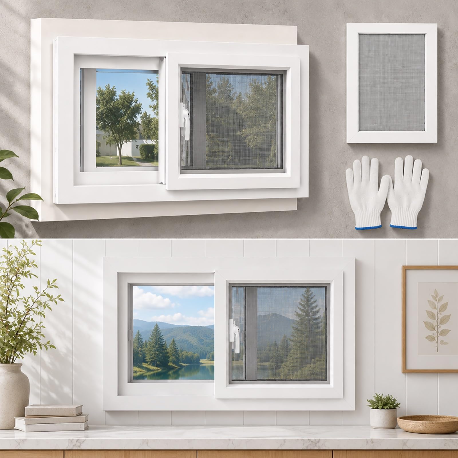 Lygxkrvu White Vinyl Casement Sliding Window With Removable Screen Double Glass, Ventilation Design Multi-Purpose Window For Shower Basement Shed House(H*W24*32In)