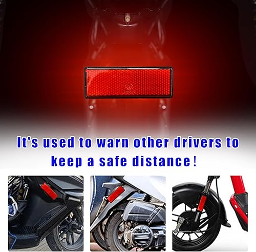 Miniatura 3 de Dickno 2 reflectores de motocicleta M6 x 1.0, reflector reflectante de advertencia de montaje de tornillo de plástico, reflectores universales de