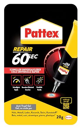 Pattex 60sec Universal Glue Tube 20 g Multi-Purpose Glue for Home Repairs Fast Bonding in Just 60 Seconds Strong Glue for Many Materials