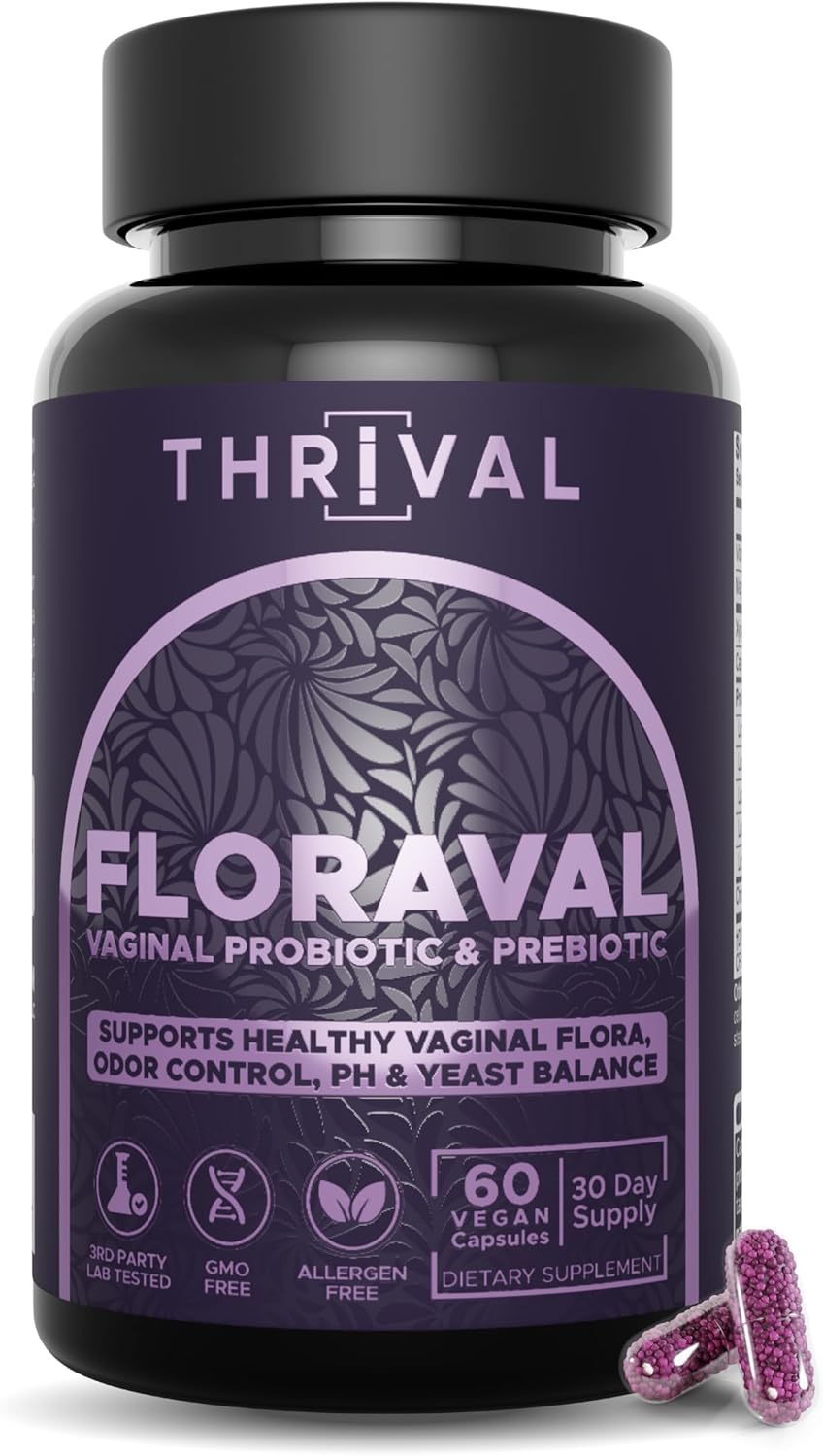 FLORAVAL Vaginal Probiotics for Women - Vaginal Probiotic & Prebiotic for Vaginal Health, pH Balance, Odor & Yeast Support, 36 Billion CFU Lactobacillus Blend, 5 Vaginal Strains, 60 Vegan Capsules