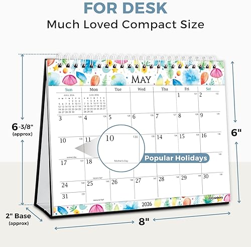 Miniatura 3 de CRANBURY Calendario de escritorio pequeño 2023 - (8 x 6 pulgadas, estaciones), calendario de escritorio de pie, diseños mensuales coloridos,