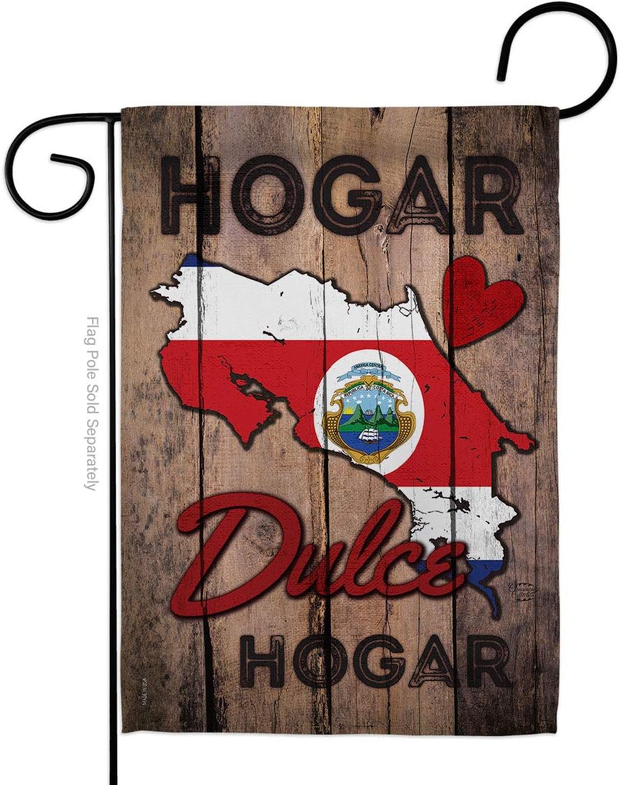 Country Costa Rica Hogar Dulce Burlap Garden Flag Regional Nationality Nation International World Particular Area Small Decorative Gift Yard House Banner Double-Sided Made In USA 13 X 18.5