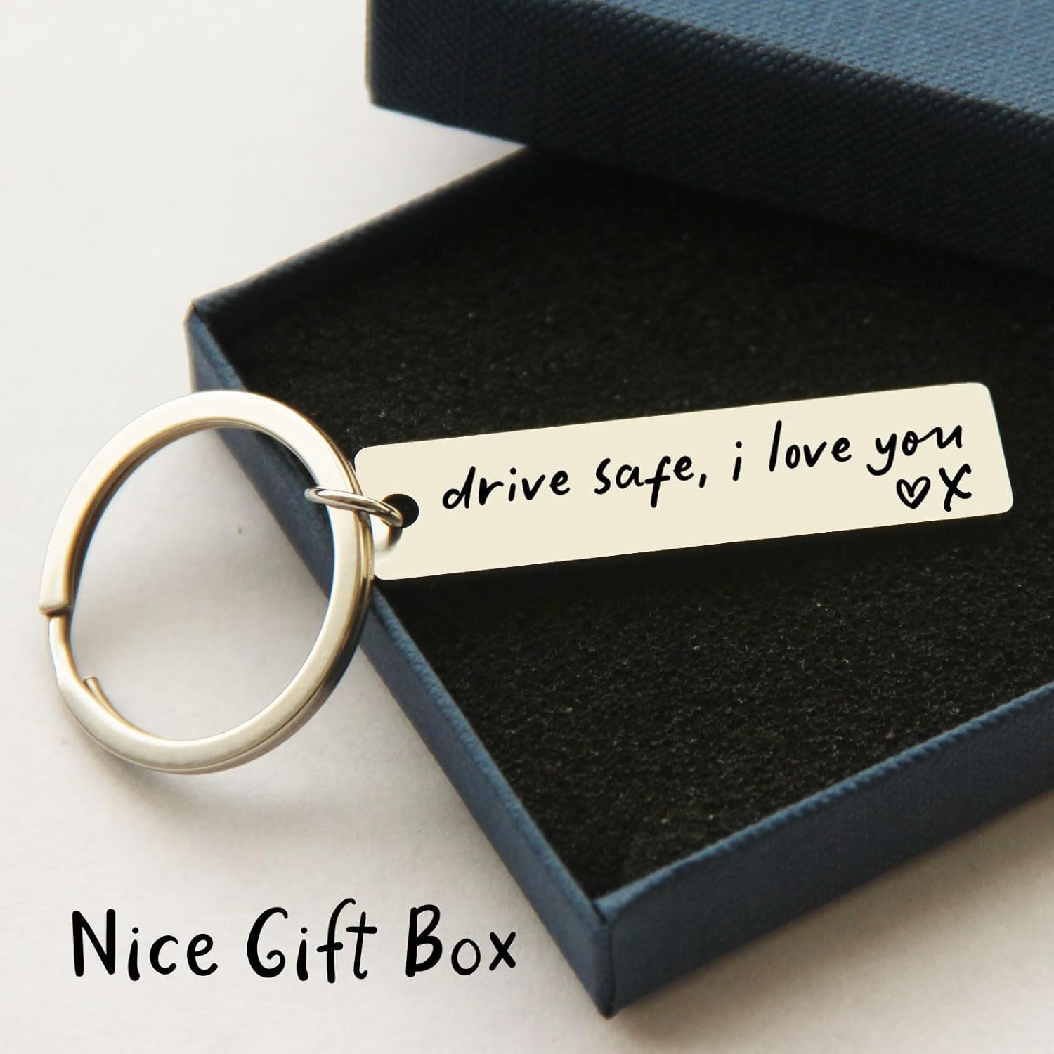 Key Chain Drive Safe I Love You Engraved Initial Personalized Gift for Husband Boyfriend - Image 3