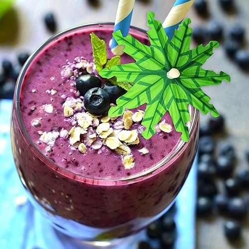 Vista 6 de BLUE TOP 50pcs verde coco palmera cóctel sombrillas bebidas palillos de dientes 6 pulgadas de largo