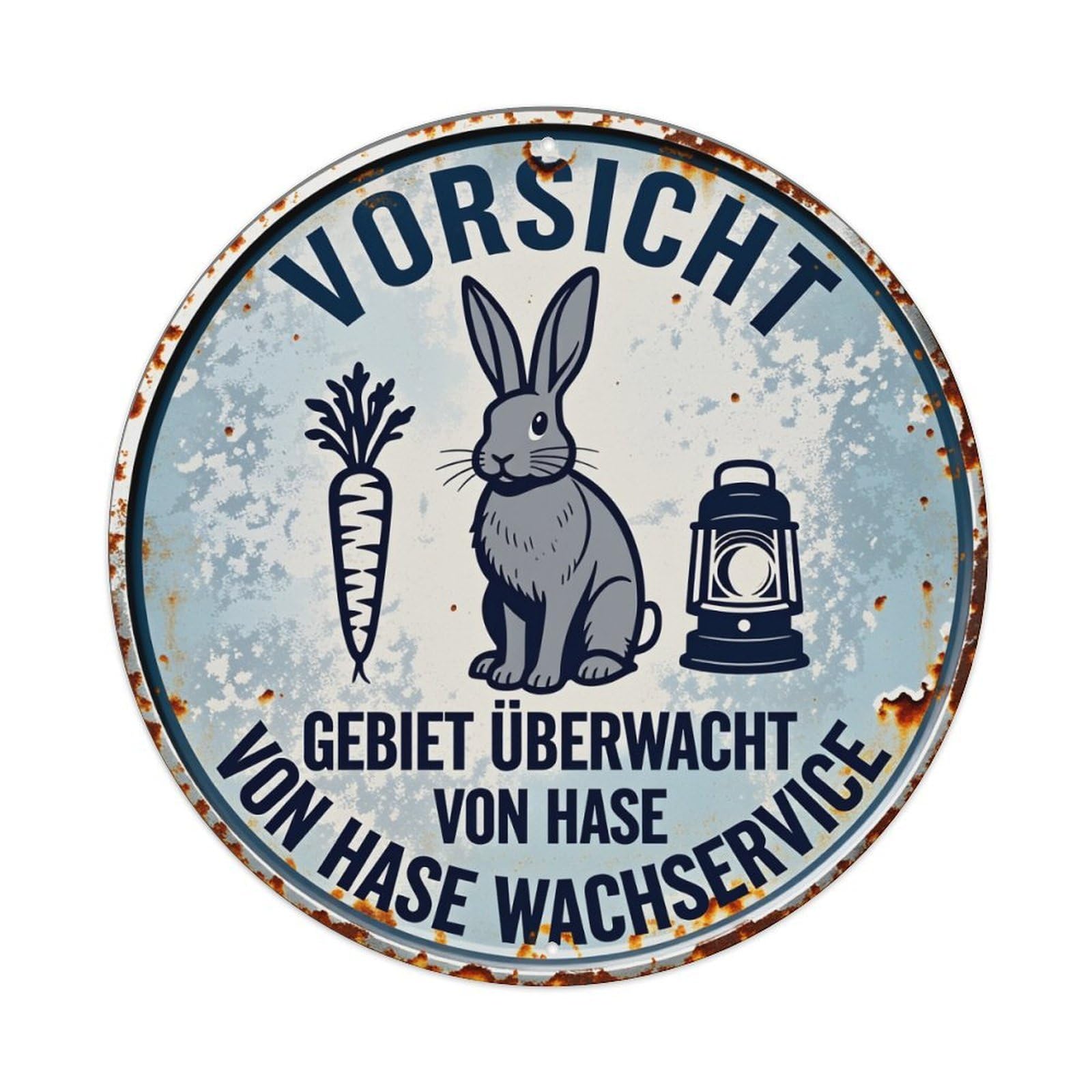Rabbit Carrot Lantern Warning Sign Vintage Style Round Vintage Tin Sign,Retro Wall Art,Metal Poster for Home, Bar, Garage, Cafe, Rustic Indoor & Outdoor Decor, 8x8 Inches