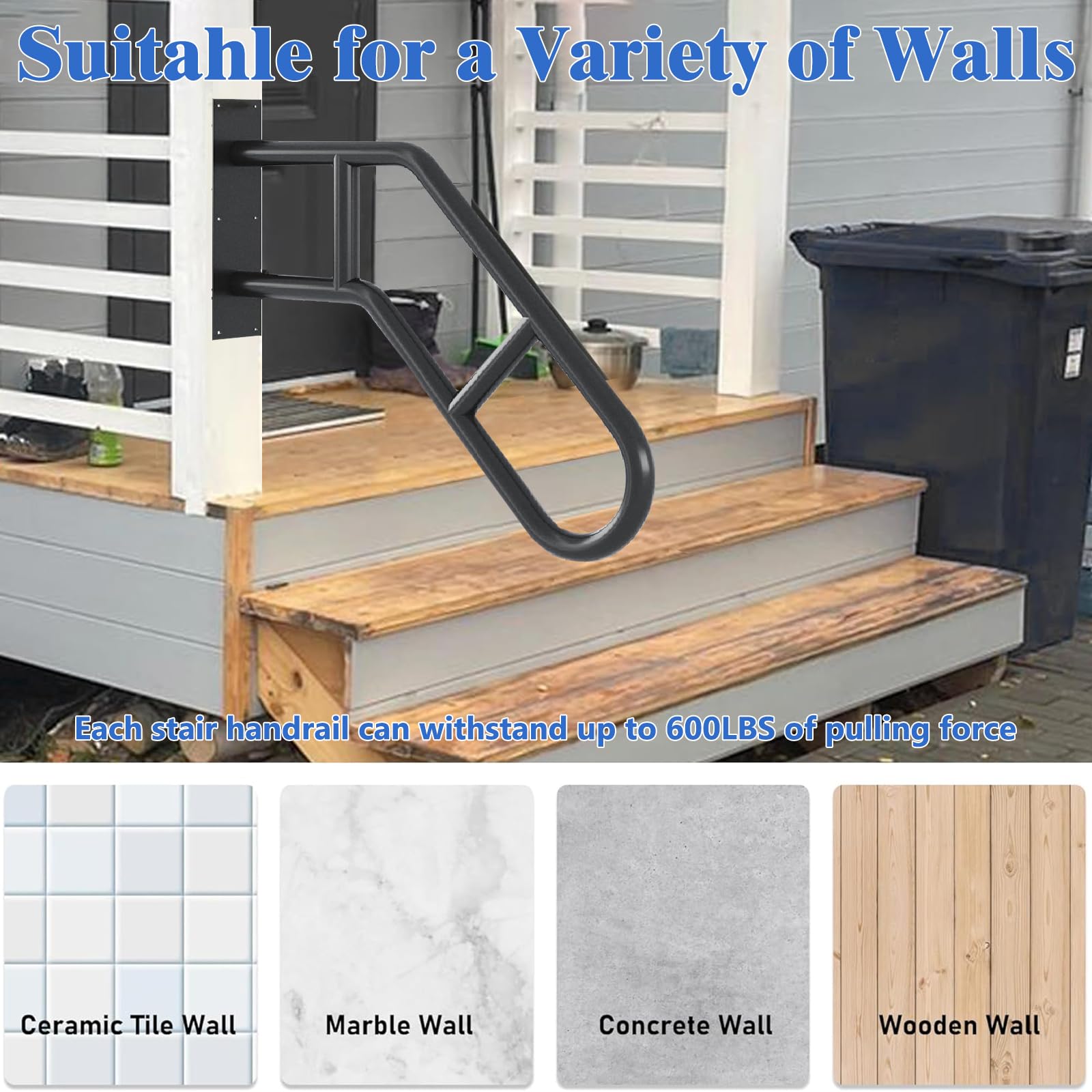 Snapklik.com : Handrails For Outdoor Steps, Stair Railing Indoor 1-3 ...