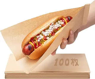 Bake Choice ホットドッグ 包み紙 100枚 10*25cm 未晒無地 ホットドッグスリーブ 袋 Ｌ【イベント・文化祭・お祭り用】
