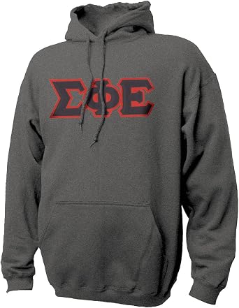 SigEp Dark Heather Hoodie with Sewn On Letters