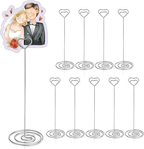 HomWanna Soportes para números de mesa, 10 unidades, 8.75 pulgadas, en forma de corazón, soportes altos para números de mesa para bodas, fiestas,