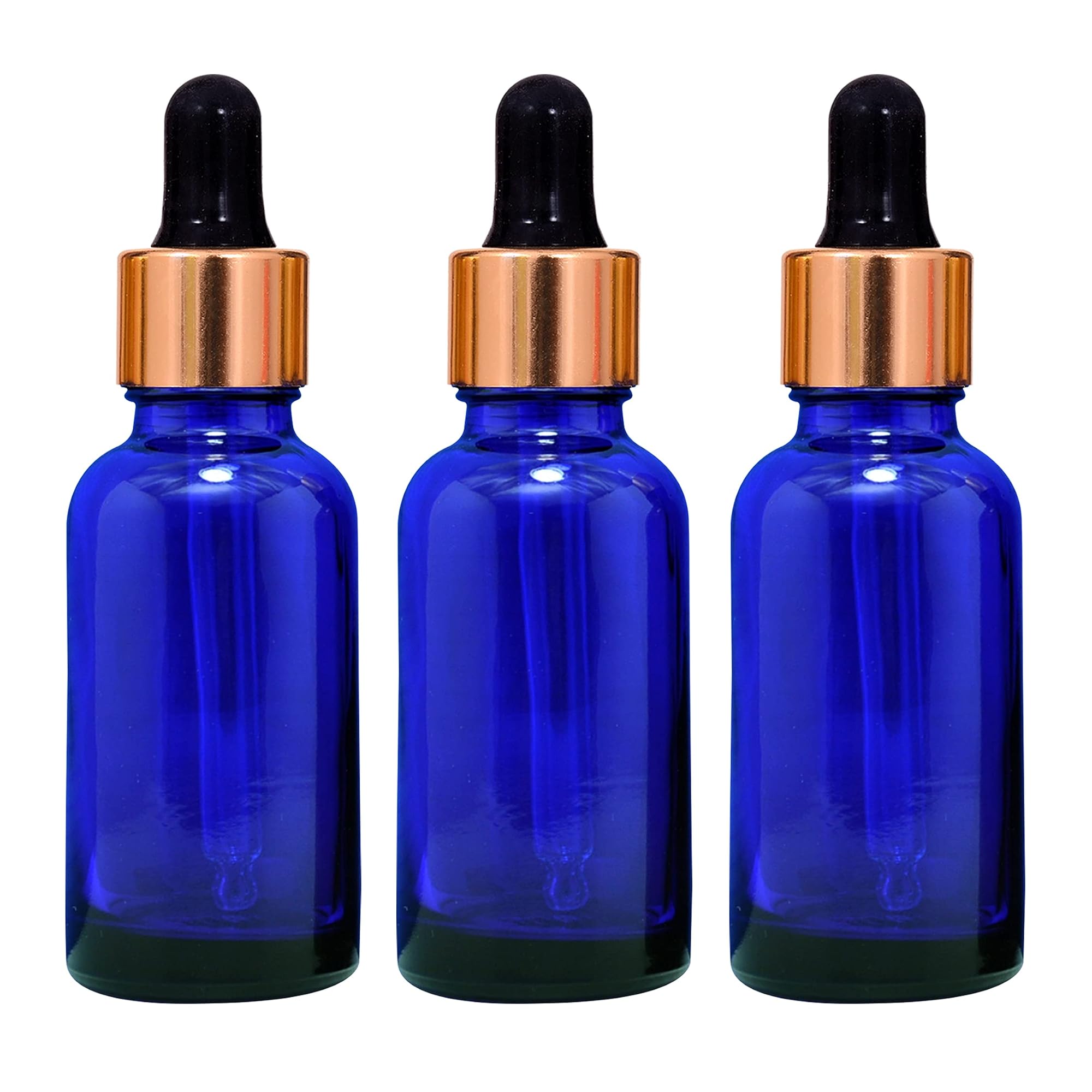 30 Ml Blue Round Empty Glass Bottle Set