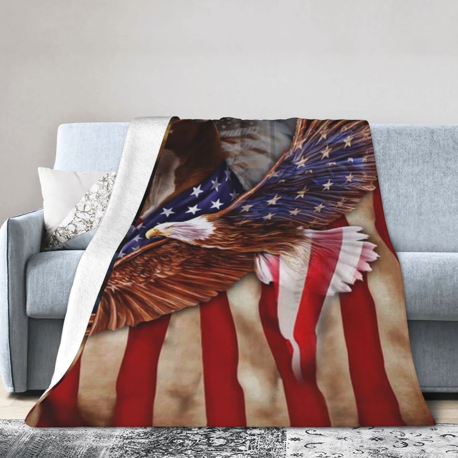Lsjuee Flannel Fleece Blanket 50"X40" Boxer Dog Wrapped in Glory American Sofa Throw Blanket Funny Ultra-Soft Travel Winter Blankets for Adult Keep Warm