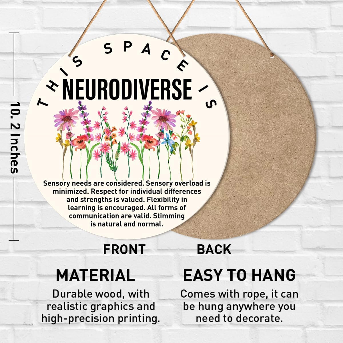 Muktoujaumai Mental Health Wall Decor, Autism Awareness Hanging Sign Decor Wall Decorations Sign for Therapy Office, Home, Counseling Room, Gift for Autism Family Mom Therapist Psychologist - Image 2