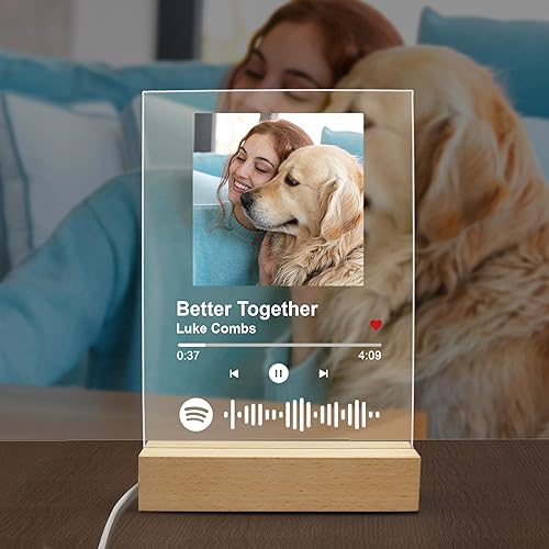 Miniatura 2 de Canción acrílica personalizada con foto, placa de música transparente personalizada, cubierta de álbum de fotos personalizada, luz nocturna con