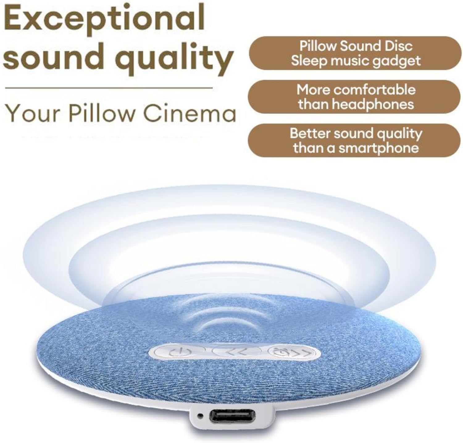Bluetooth Pillow Speaker, Flat Under Pillow Speakers, Ultra-Thin Bluetooth Pillow Speaker with Bluetooth 6.0, Soft Immersive Sound Field, for Peaceful Nights (2pcs-Style A)