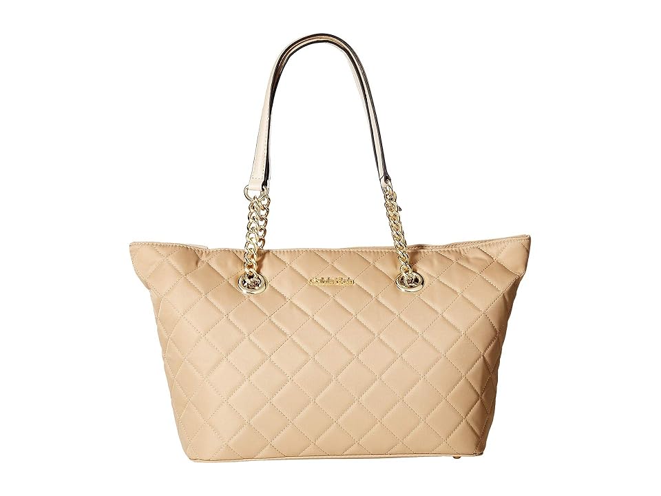 

Calvin Klein Florence Dressy Quilted Nylon Tote (Sand) Tote Handbags, Beige