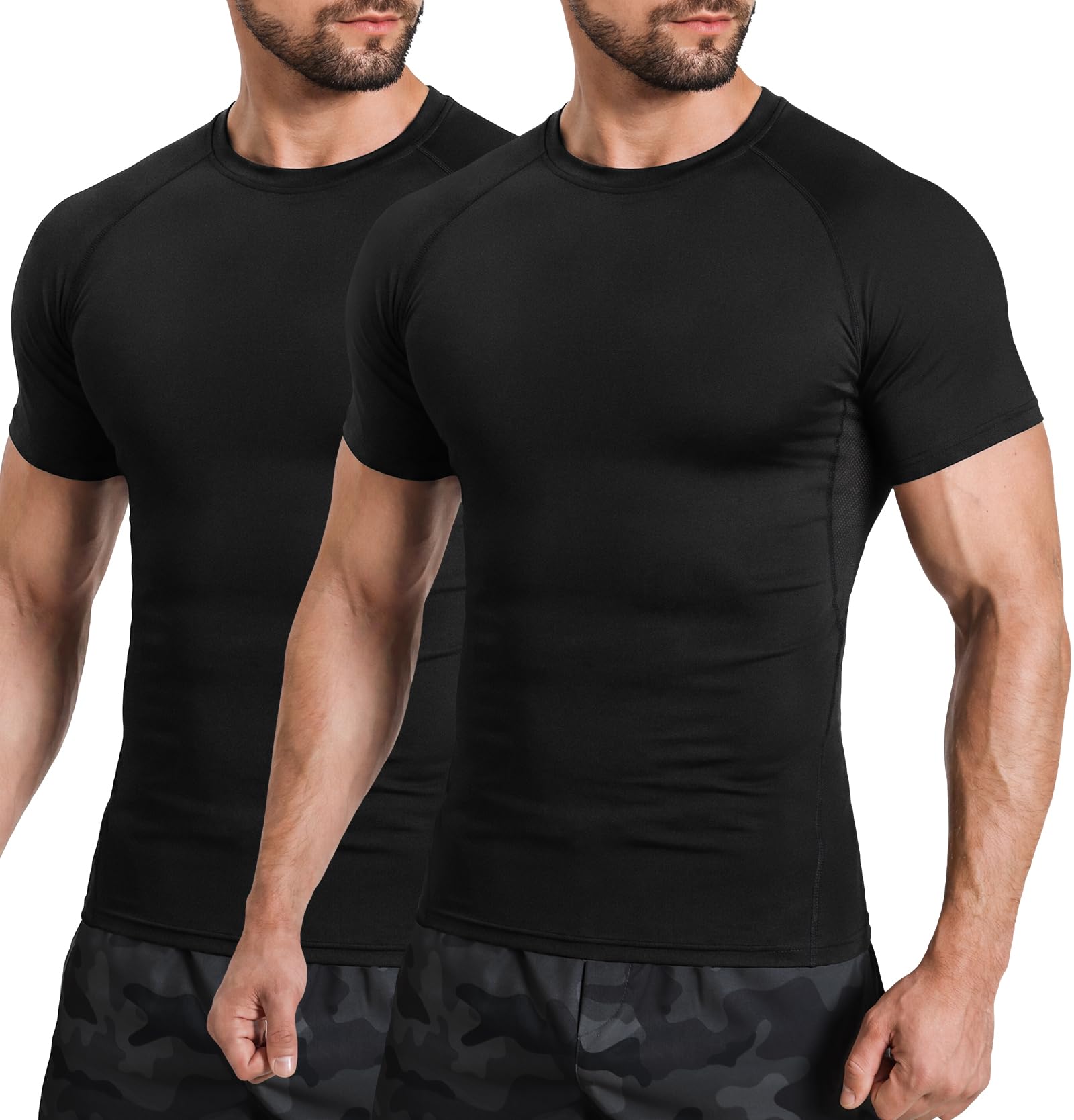 Tigersay Kompressionsshirt Herren Kurzarm Gym Compression T-Shirt | Schnelltrocknend & Atmungsaktiv Achsel-Mesh-Einsätze Flache Flatlock-Nähte, scheuerfrei Sportshirt Baselayer
