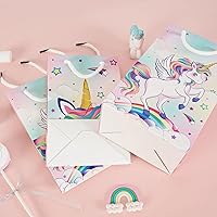 Vista 6 de WERNNSAI 16 bolsas de regalo de unicornio – Suministros de fiesta de unicornio arco iris bolsas de regalos para niñas y niños, bolsa de cumpleaños