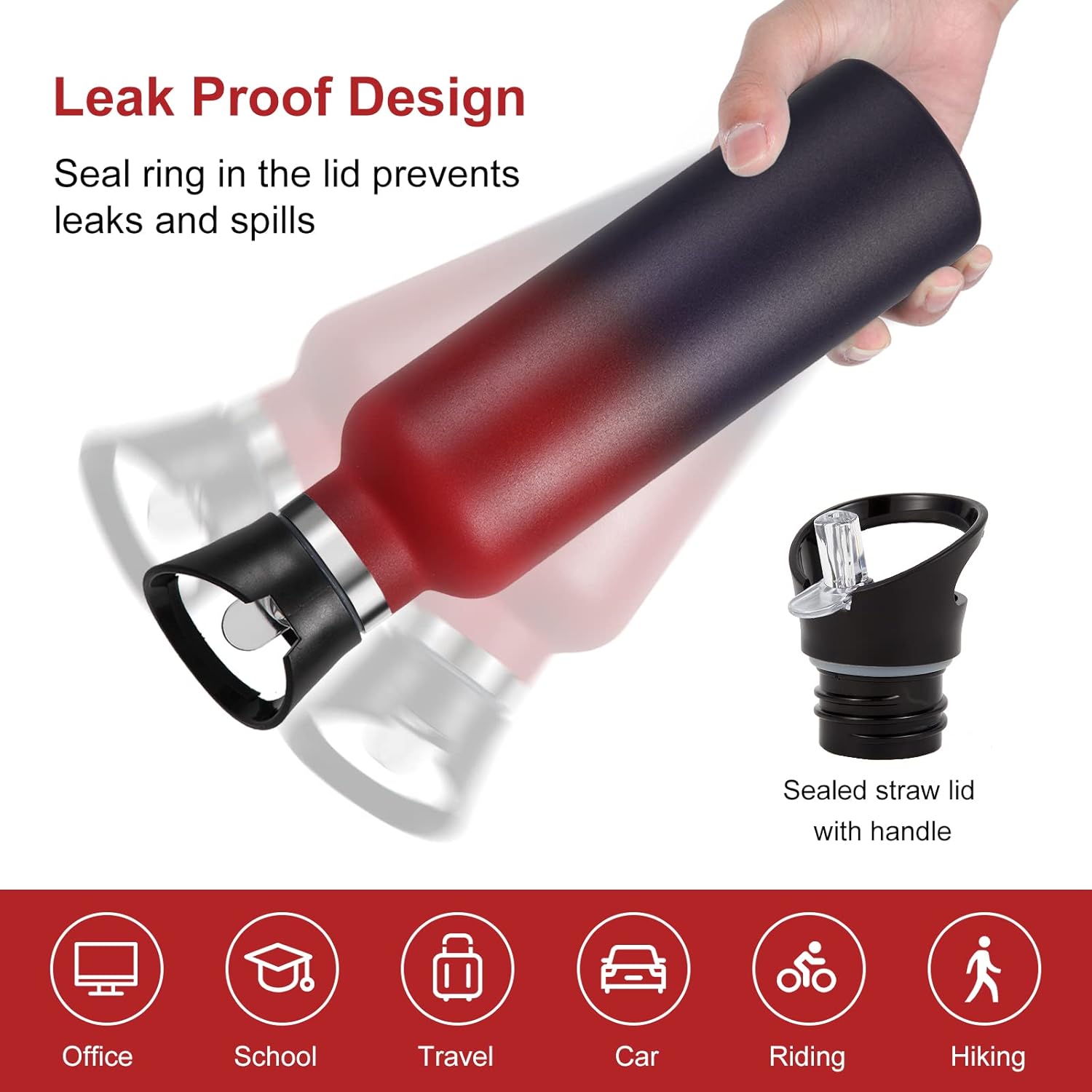 Neihepal 24oz Insulated Water Bottles Bulk 4 Pack,Stainless Steel Double Wall Sport Bottle with Straw Lid,Metal Cup Reusable Thermoses with Hand Cap for School,Cyclists,Hikers,Gift (Assorted,4 Count) - Image 5