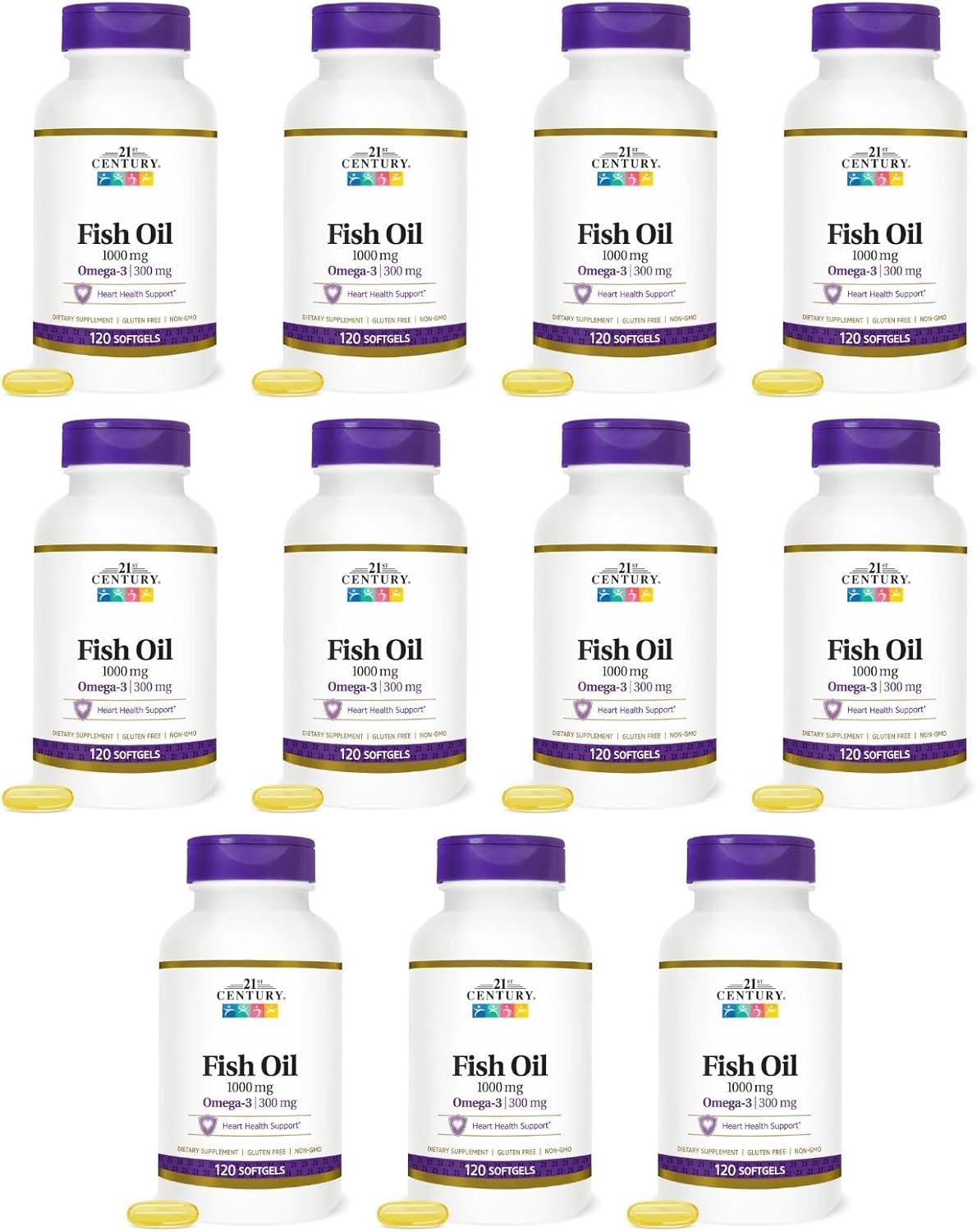 21st Century Omega-3 Fish Oil 1000 mg Softgels 120 Soft Gels (Pack of 11)