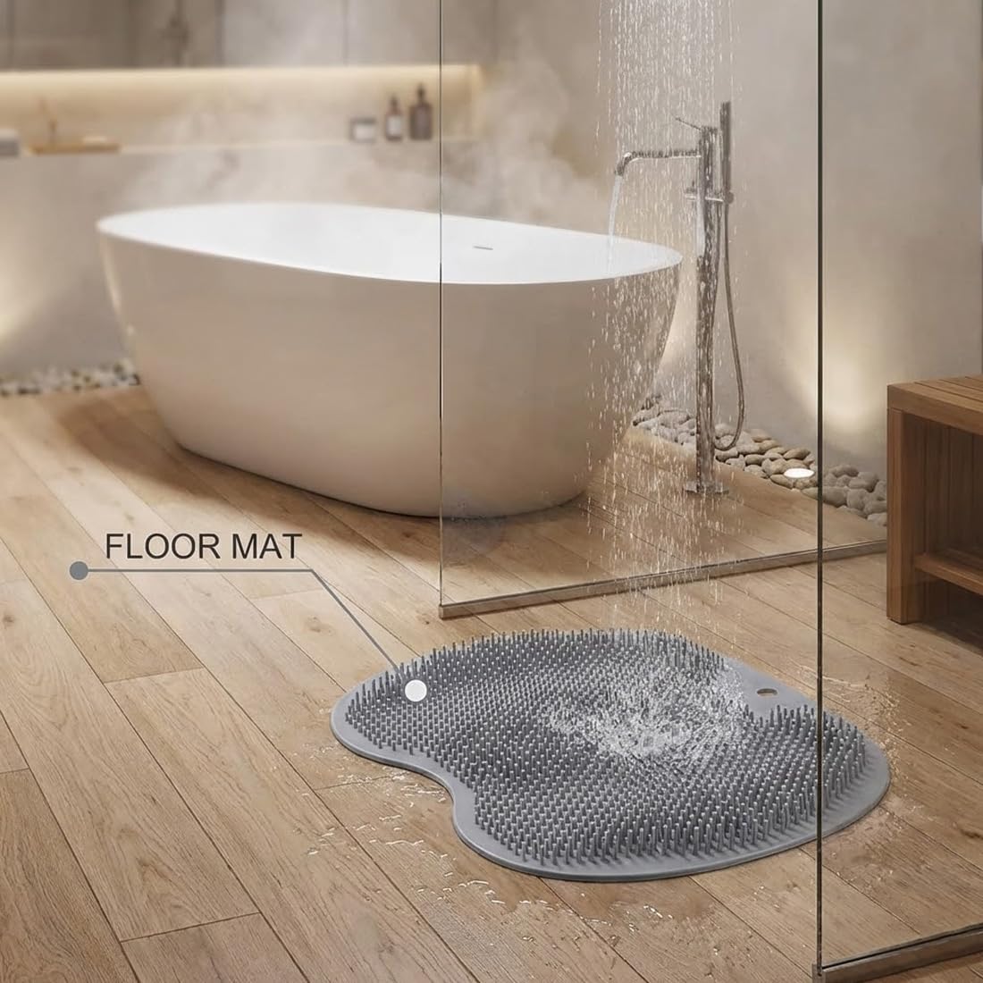 Massaggiatore Piedi e Schiena in Silicone per Doccia, Tappetino Lavapiedi con Ventose, Spazzola Esfoliante Antiscivolo per Cura Piedi e Relax, Grigio.