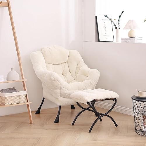 Miniatura 5 de Lita Silla relajada con otomana, tapizado ornamental, moderno de ocio, para lectura con reposabrazos y un bolsillo lateral para sala de estar,