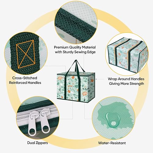 Miniatura 4 de BALEINE Paquete de 2 bolsas de comestibles reutilizables aisladas + bolsa de 9 galones extra grande