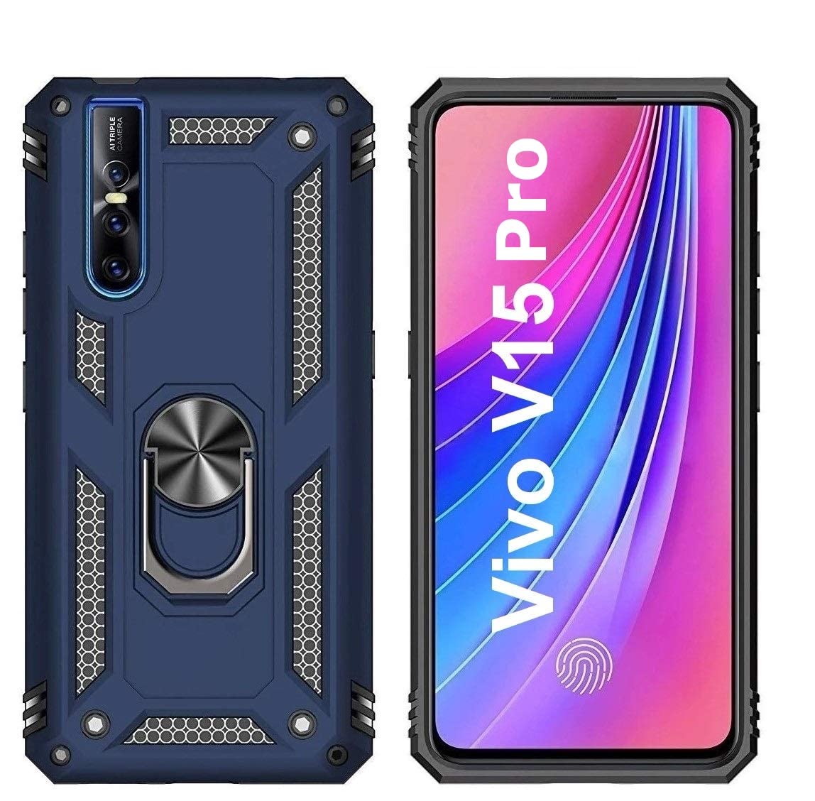 REALCASE PC & TPU Vivo V15 Pro Back Cover Case | Heavy Duty Dual Layer Hybrid Shock Proof Armor Defender Ring Case Back Cover for Vivo V15 Pro (Blue) (B07S6Q79T3) Amazon Price History, Amazon Price Tracker
