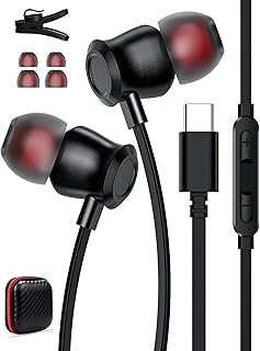 USB C Headphones for iPhone 15 Pro Samsung A53 A54 A33 S23 FE S22 Ultra S21 Z Flip5,USB C Earphones with Microphone In-Ear Headphones Wired Earbuds USB Type C Earphones for Oneplus 11 Pixel 7a 7Pro 6a