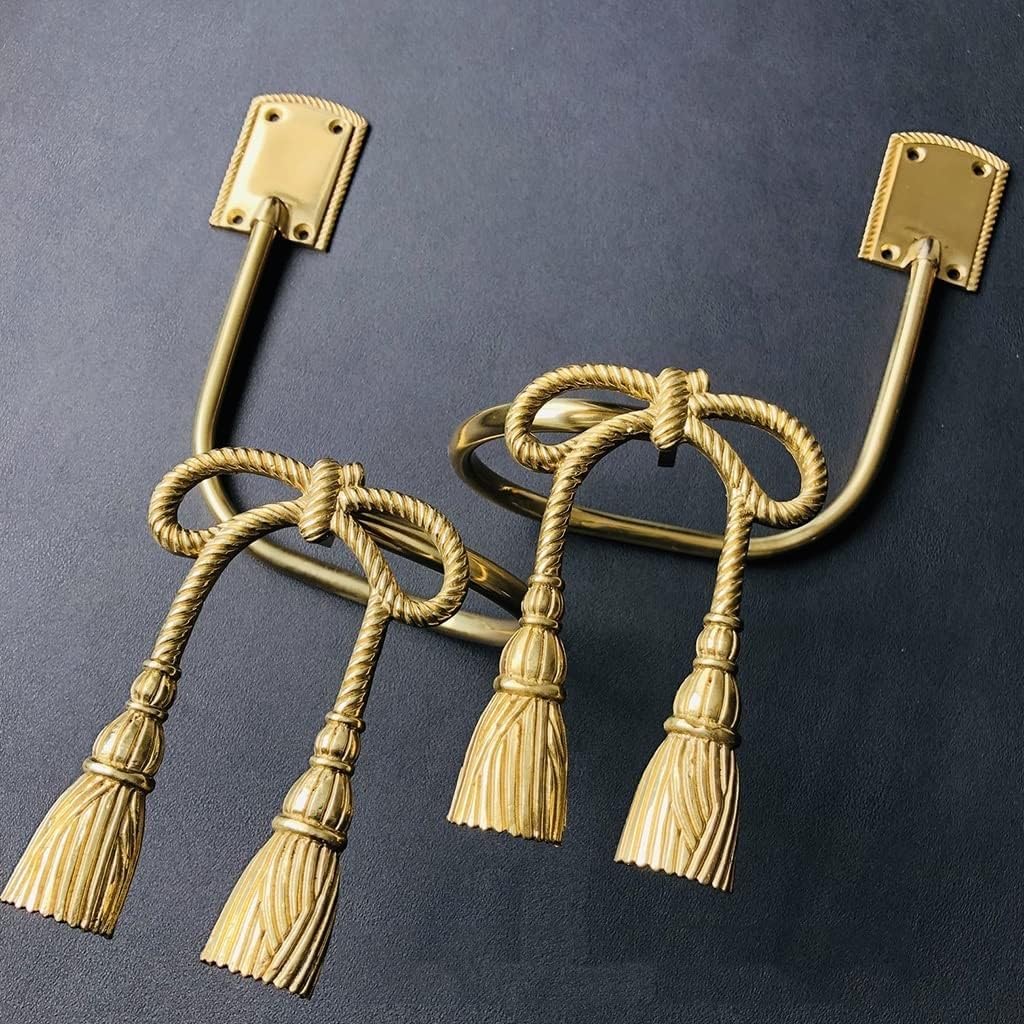 Curtain Hook Brass Twine Bow Decorative Curtain Holdbacks Curtain Tiebacks Drapery Hooks Wall Hooks for Curtains, size