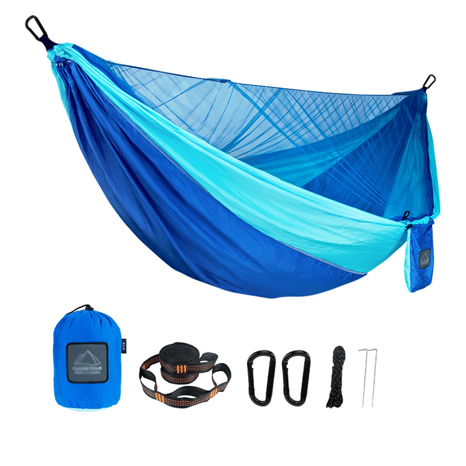 Hamac de camping avec moustiquaire, hamac de voyage portable pour une utilisation en extérieur, capacité maximale de 300 kg, hamac multi-personnes pour randonnée, randonnée et voyage