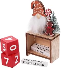 Wooden Christmas Countdown Advent Calendar: Santa Block Calendar with Wood Date - Cute Date Display Blocks Desk Accessory for Home Table Room(Gingerbread Man)