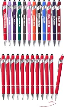 Actsun Funny Black-Ink Stylus Pens 12-Pack + Red Gel Ink Pens 12-Pack Bundle