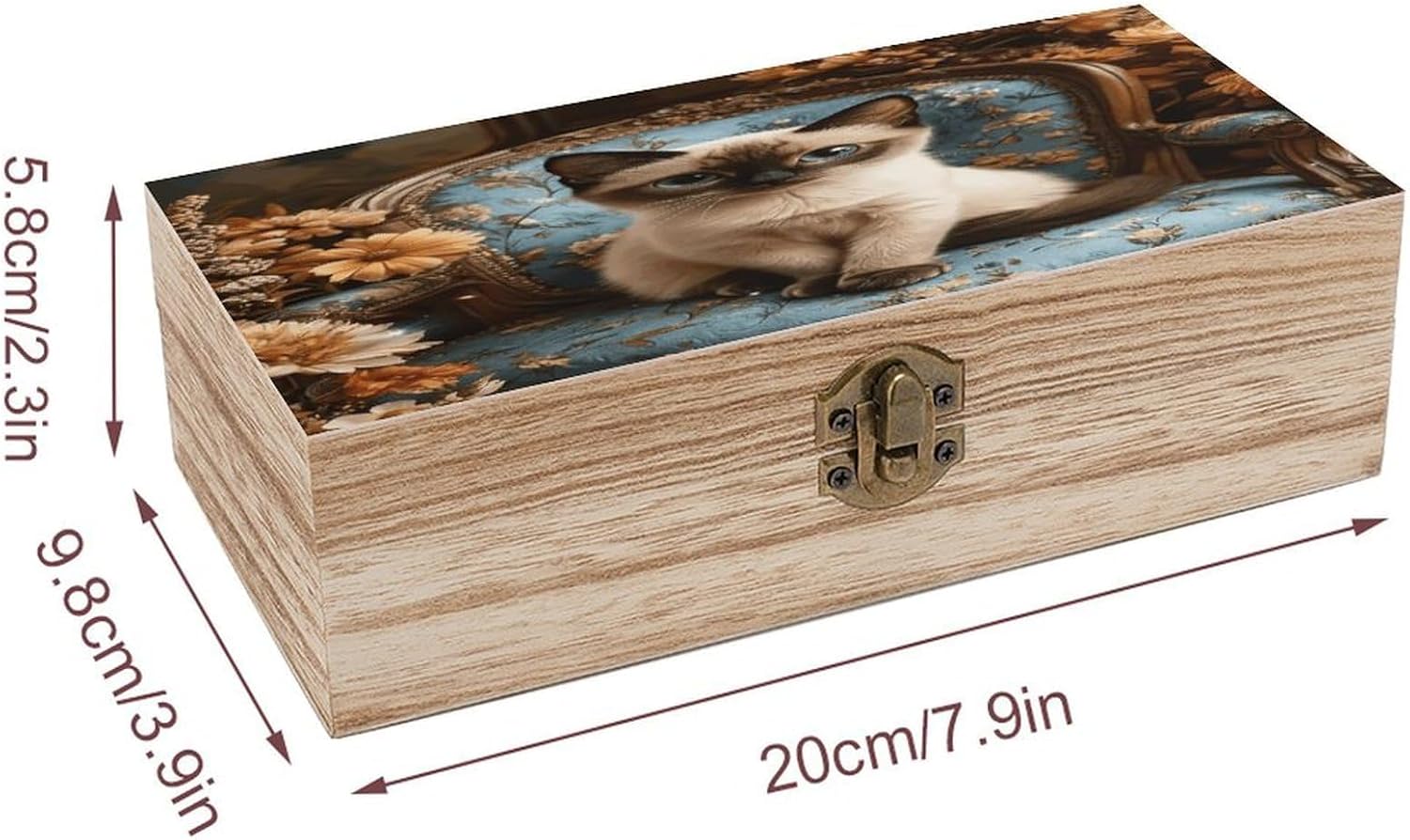 Siamese Cat Wooden Storage Box Vintage Jewelry Box image 2