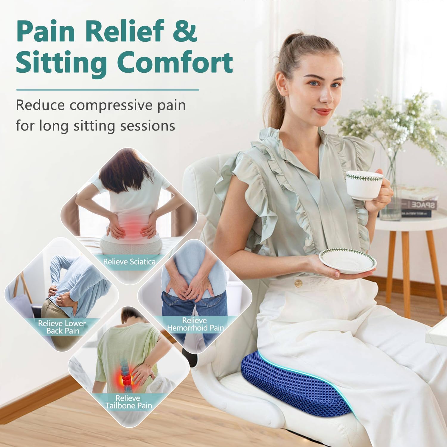 Hemorrhoid Donut Pillow for Tailbone Pain, Sciatica Pain Relief Butt Pillow, Pressure Sore Relief Seat Cushion for Seniors, Butt Cushions for Bed Sore, Postpartum, Coccyx Office Chair Pad