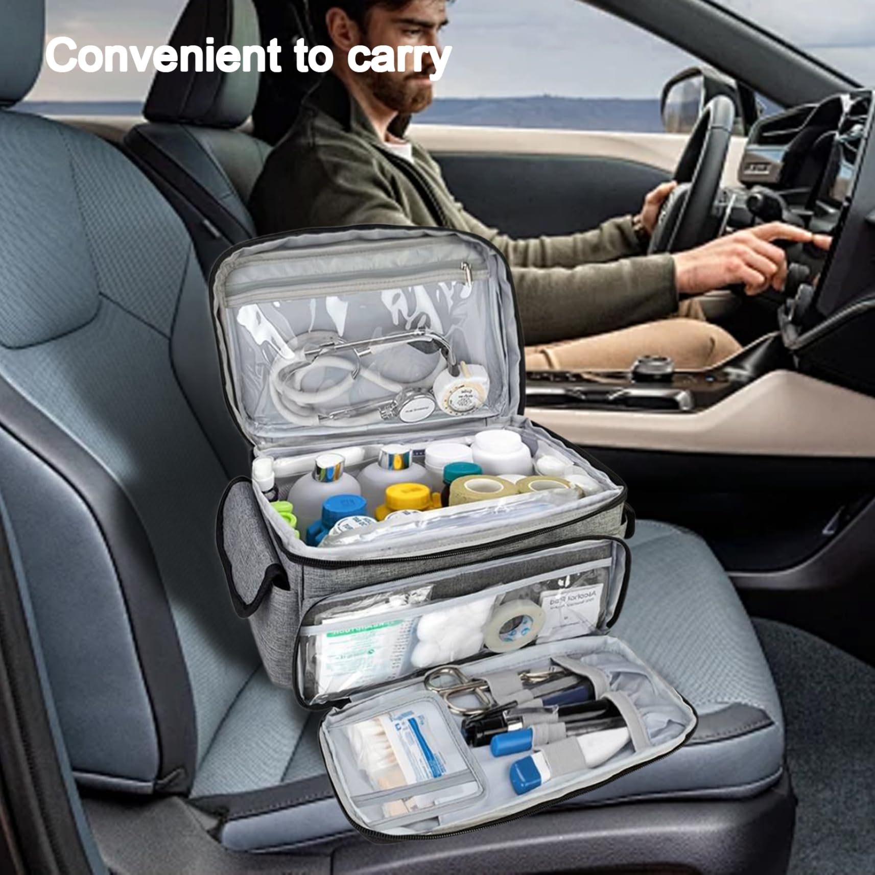 Bolsa de primeros auxilios vacías bolsas de equipos médicos impermeables con múltiples bolsas con de suministro médico de la cremallera para el automóvil para el automóvil en casa viajar al