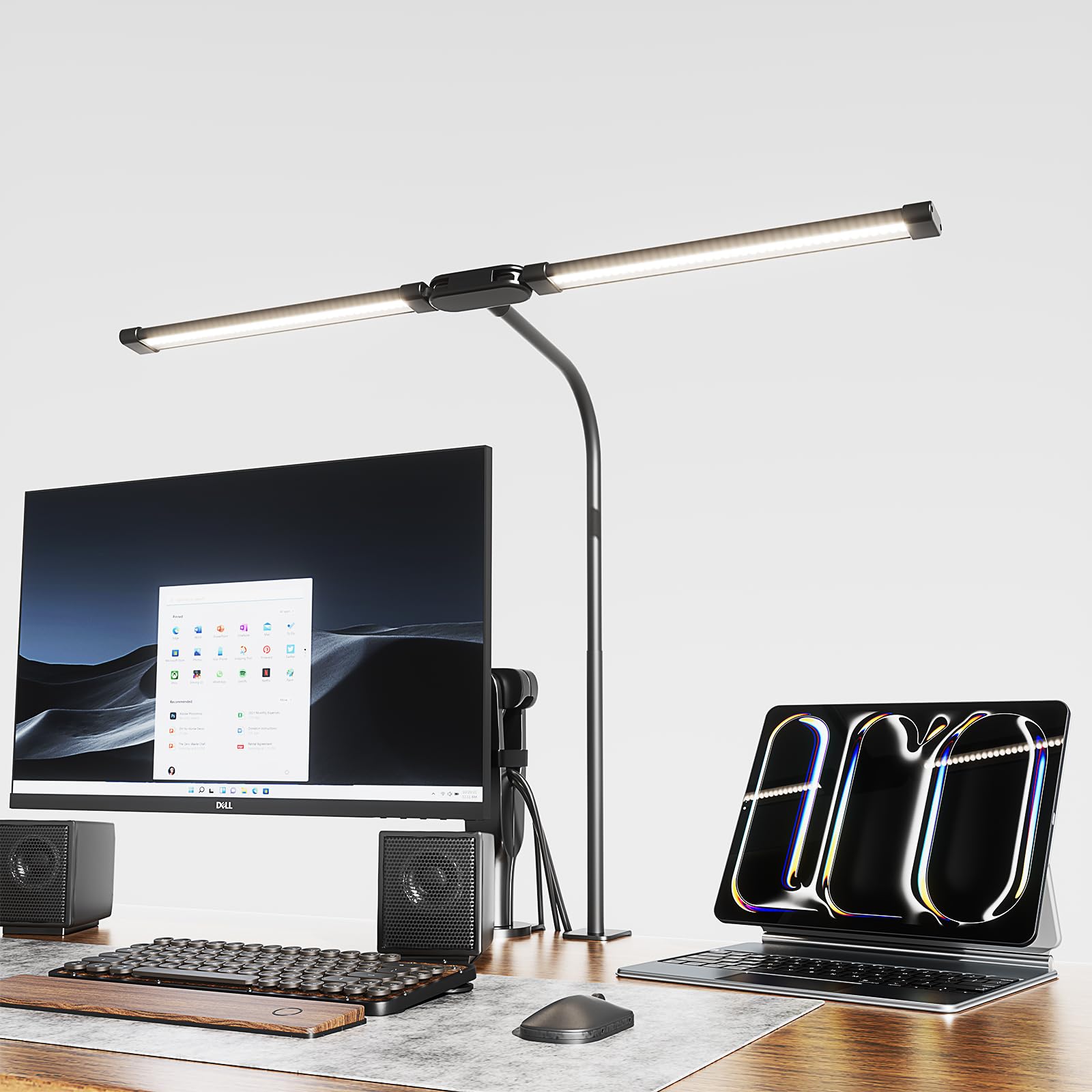 PasaRose Desk lamp with Clamp, Super Wide & Bright, 3 Color Modes X 10 Brightness Levels, 960LM(160 Pcs Lamp Beads), 12W Adjustable Computer Lamp for Monitor, Reading, Study, Eye-Caring, USB Powered
