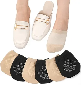 Toe Socks Womens for Mules, Half Socks Toe Topper Covers No Show Invisible Non-slip Liners for Clogs 4/6/8 Pairs
