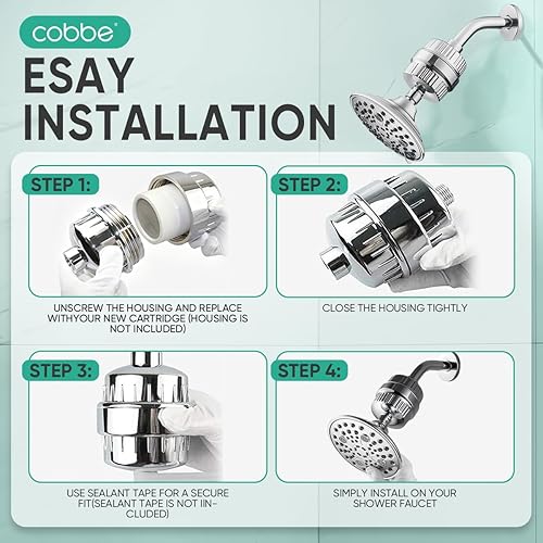 Miniatura 9 de Cobbe HD HEAVY DUTY Filtro de ducha de alto rendimiento de 2 paquetes  99% de eliminación Filtro de cabezal de ducha para agua dura, metales