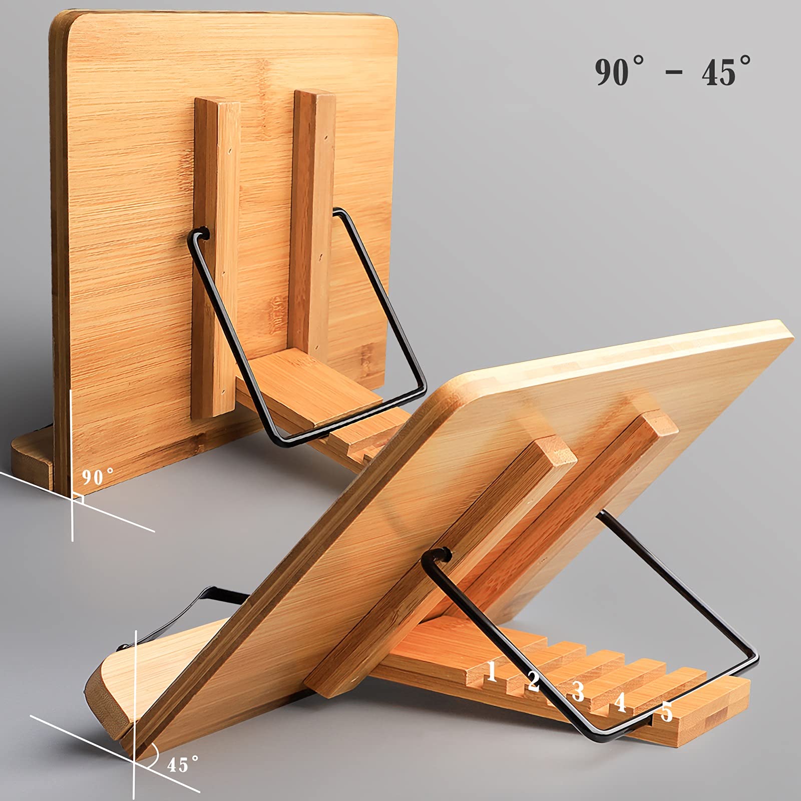 Support De Livre Réglable Avec Ressort - Pour Recettes De Cuisine, Tablette, Partitions - Stable, Facile à Nettoyer