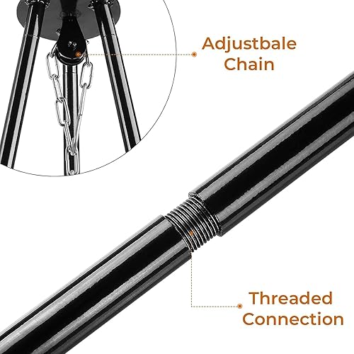 Miniatura 5 de Fogata de campamento portátil, trípode colgante de altura ajustable al aire libre con red de barbacoa de acero inoxidable y parrillas de carbón,