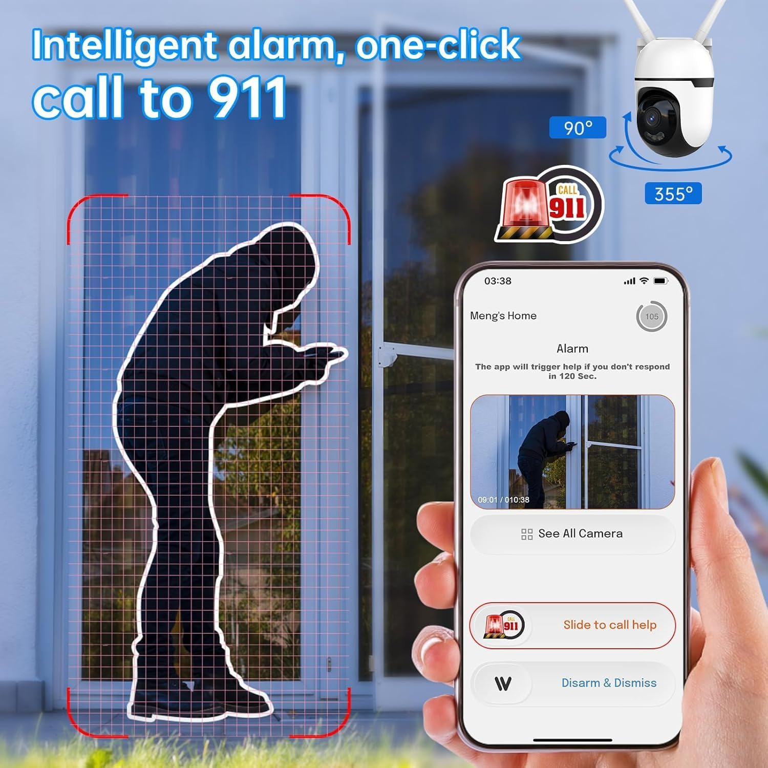 Outdoor Camera, Wired Security Camera Outdoor, Security Camera Outdoor, 5G 24/7 Continuous Recording, SD Card/US-Based Cloud Storage, 2K Color Night Vision, Motion Tracking (white02)