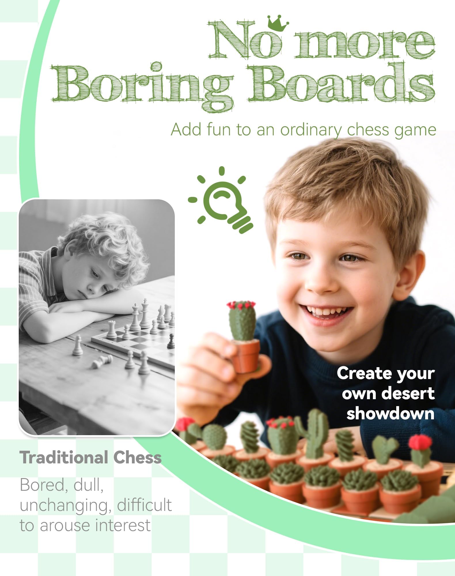 CactiChess - Juego de ajedrez Enrollable con Cactus, Juego de ajedrez con 32 Piezas Impresas en 3D, Tablero de ajedrez magnético Plegable, reuniones Familiares y de Pareja (1pcs)