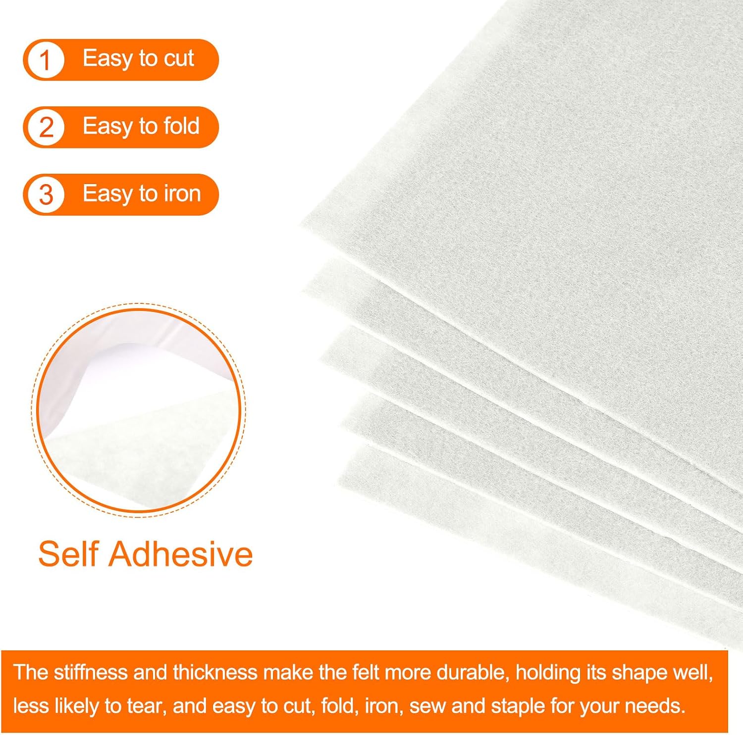 MECCANIXITY Adhesive Felt Sheets, Felt Fabric Crafts Back Adhesive Felt Sheets 11.8 inch x 7.9 inch Peel and Stick Light Beige for DIY Sewing Crafting Projects 15 Pcs