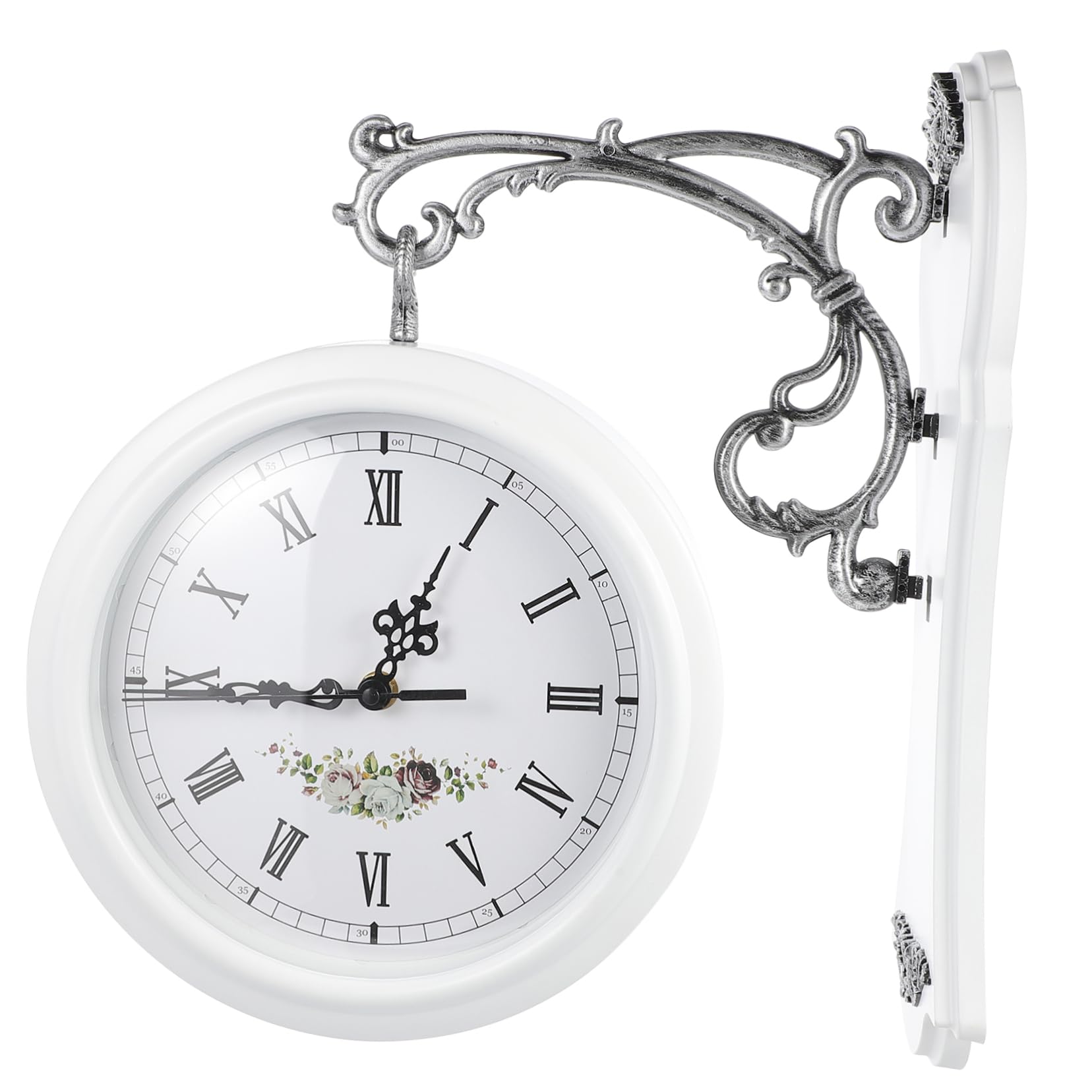 ULTECHNOVO Doppelseitige Retro Uhr aus Glas und Kunststoff in Weiß
