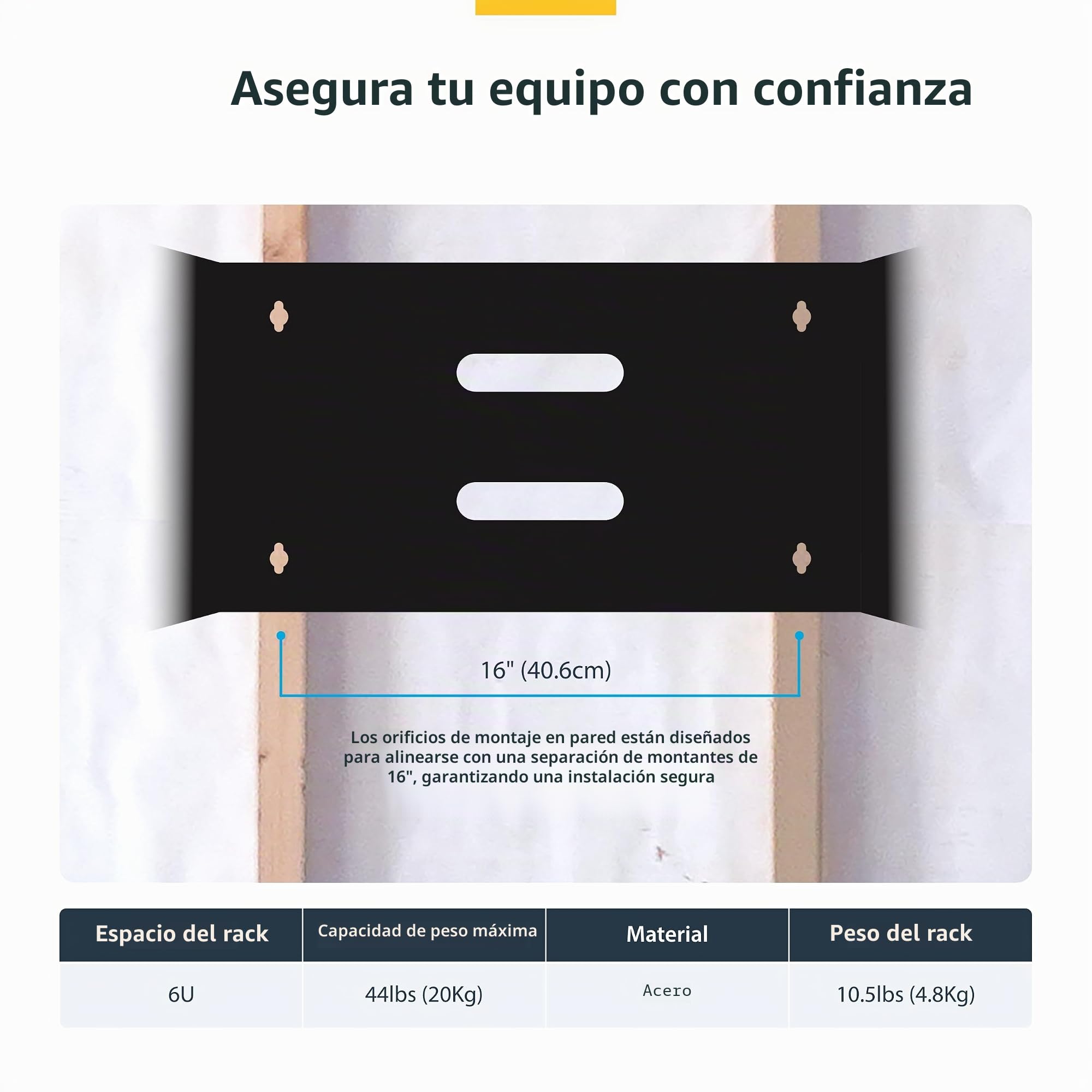 StarTech.com Rack Soporte de Montaje en Pared de 6U y 13,78in de Profundidad - Rack Horizontal para Patch Panel de Parcheo y Equipos de Servidor - con Capacidad de Carga de 19,9Kg - Negro (WALLMOUNT6)