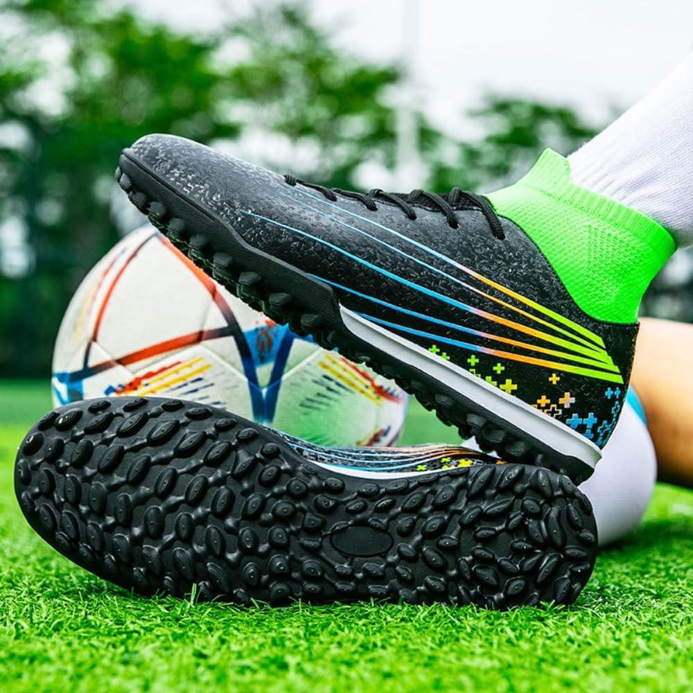 Unisex Soccer Cleats Mens Womens High-Top Football Boots for Outdoor/Indoor Training, Lightweight Sneaker Turf Athletic Shoes for Adults Youth