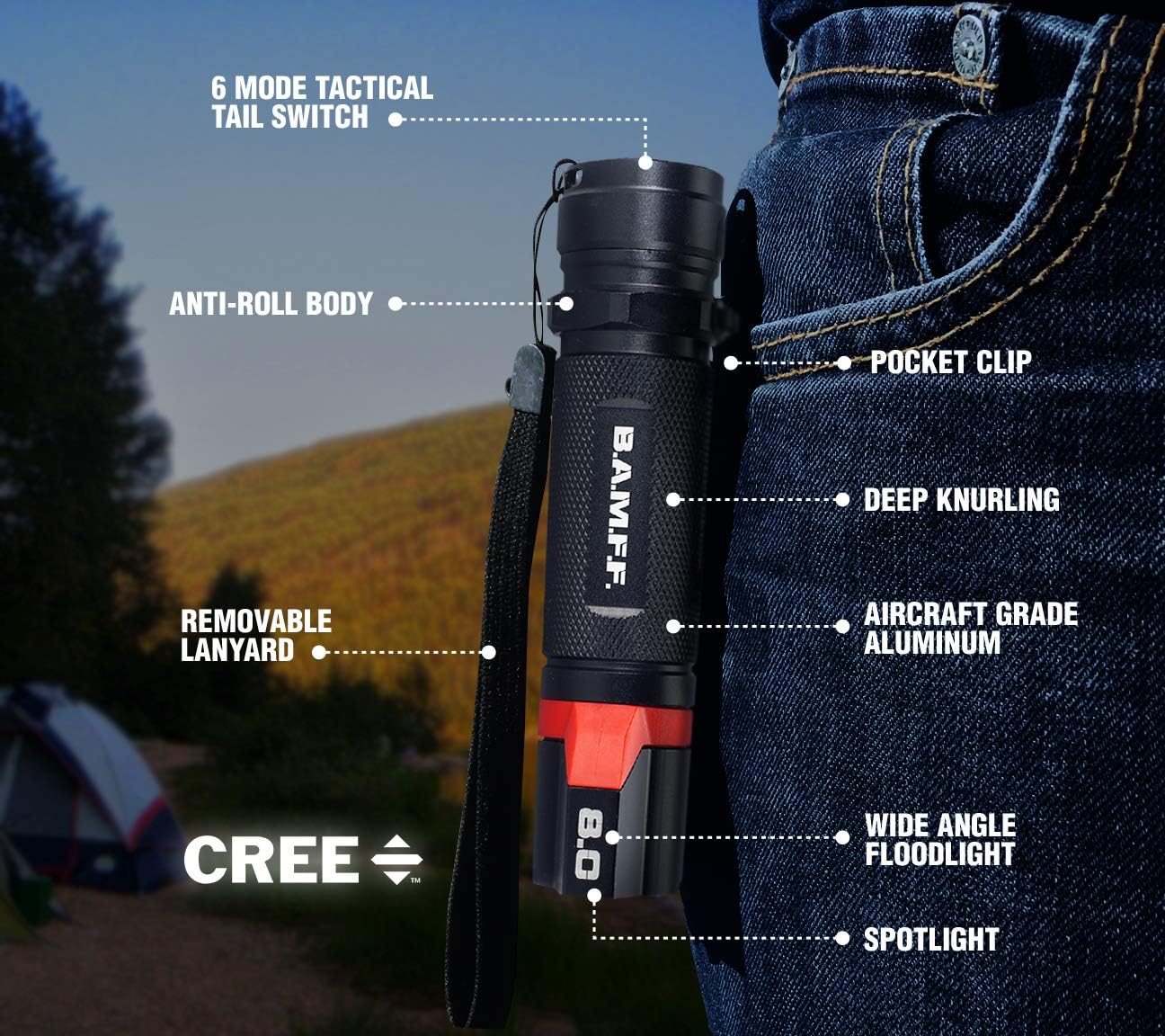 One-Day Sale: Up to 80% Off BAMFF 8.0 - 800 lumen dual CREE LED Flashlight - Rechargeable