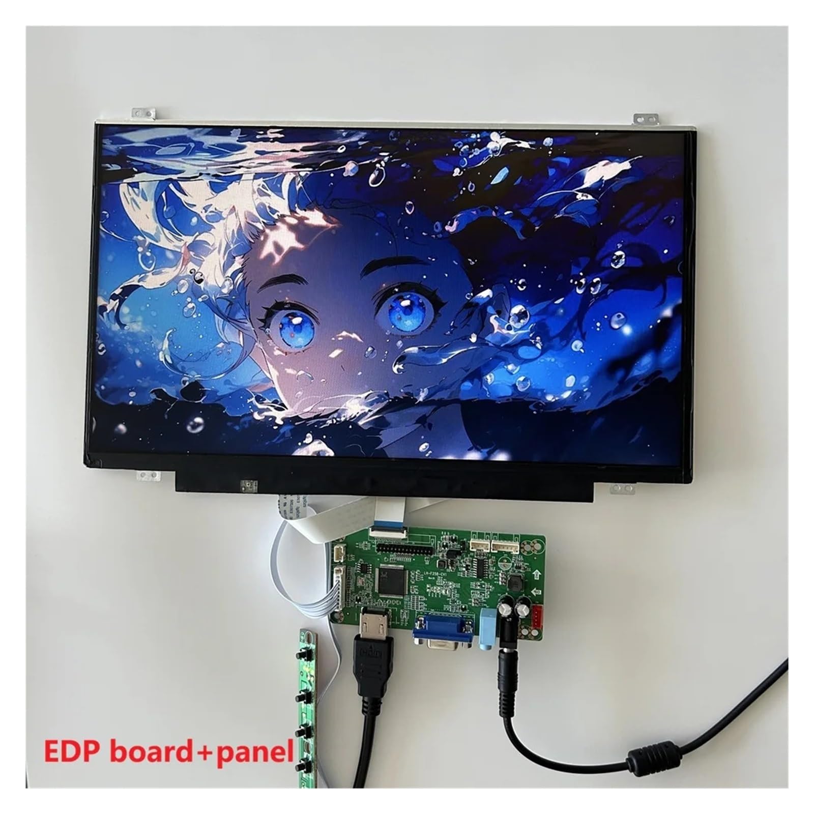 Monitor Schermo IPS Da 14 Pollici 14 "1366X768 + Kit Scheda Controller EDP VGA/Tipo C USB/HDMI Compatibile for PC X360 Lap Raspberry Kit Driver EDP(EDP board with panel)